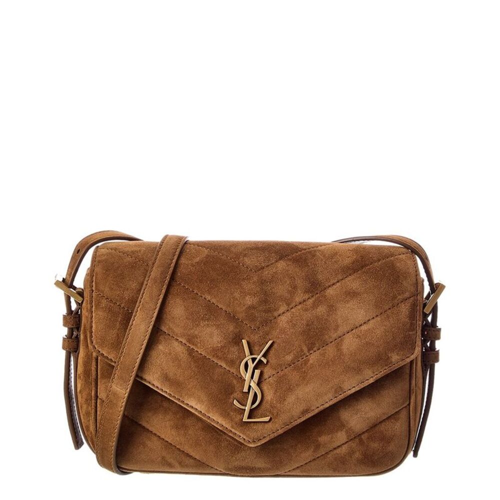 Saint Laurent Loulou Suede Shoulder Bag, Brown